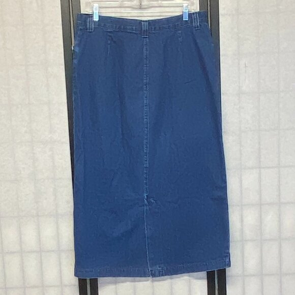 Riders Casuals by Lee A Line Back Slit Denim Jeans Maxi Skirt Medium Wash 16 - Picture 2 of 12